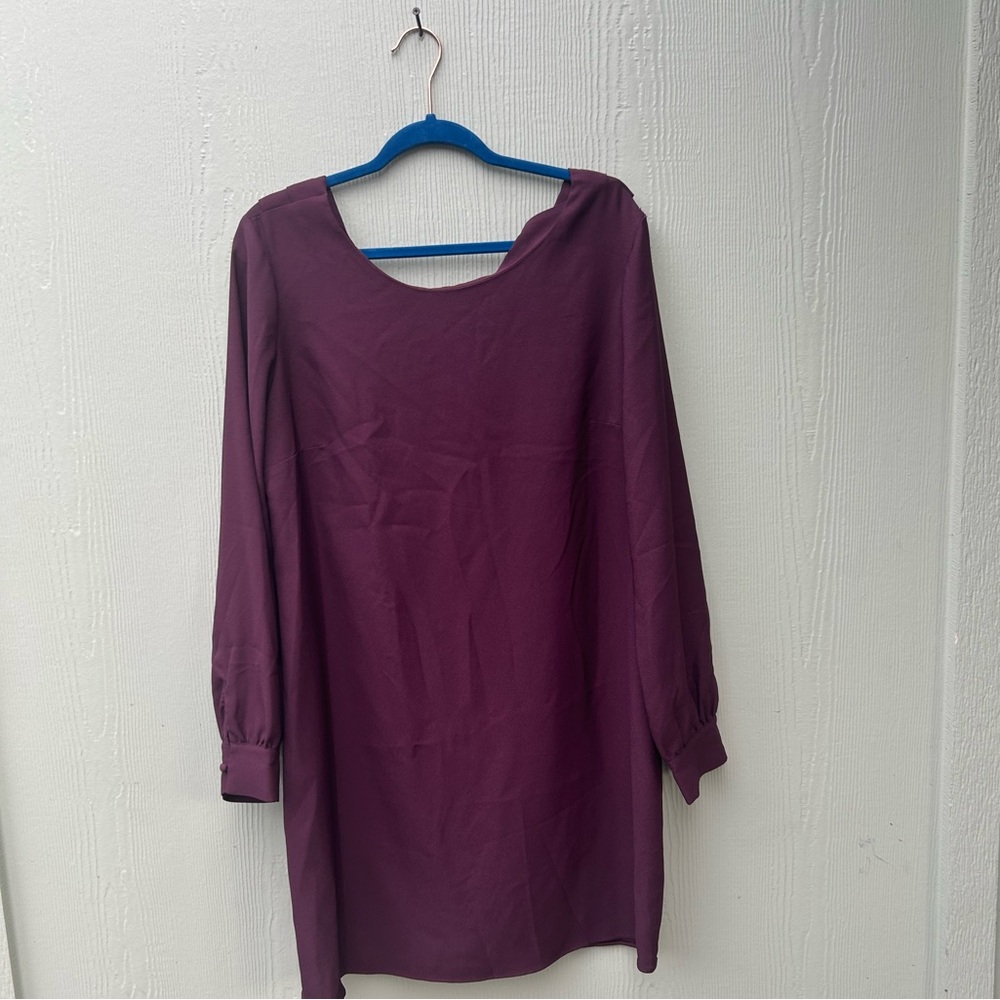 Chelsea28 Purple Sheath Dress Long Sleeve Scoop Neck size 16
